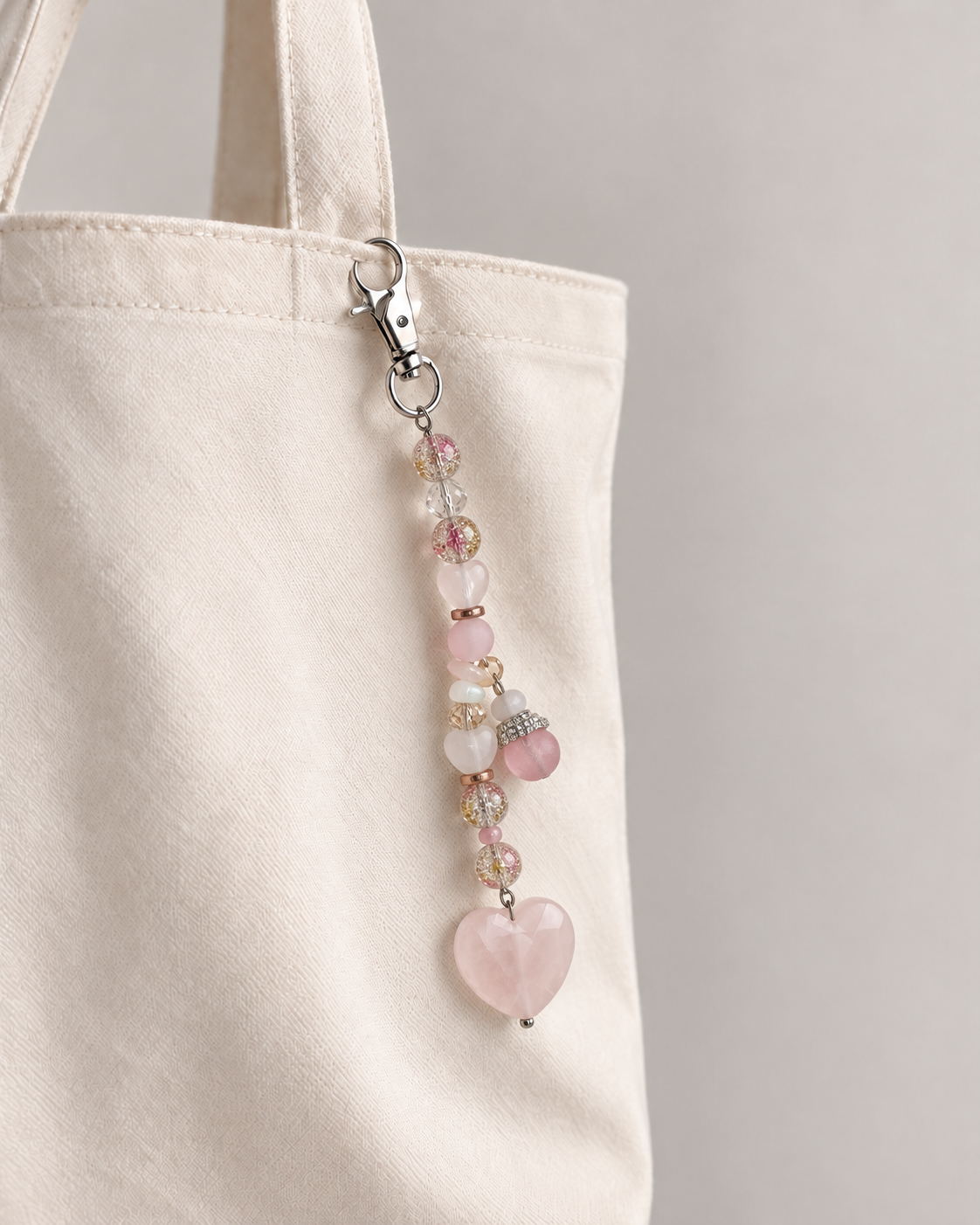 Rose Quartz Heart - Halloween Bag Charm