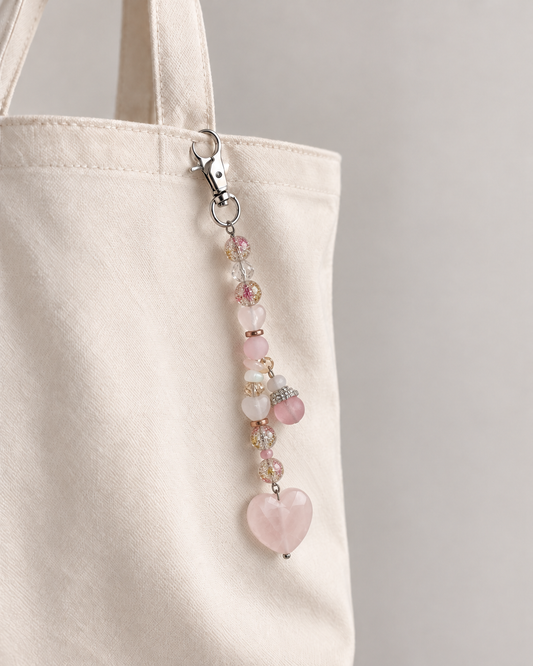 Rose Quartz Heart - Halloween Bag Charm