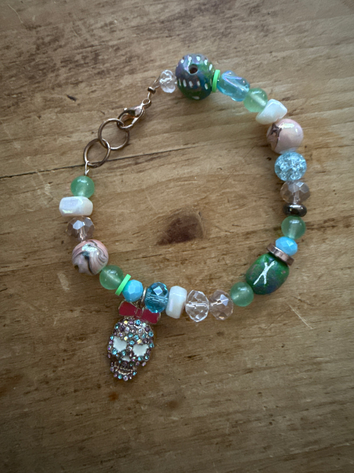 Pink Bow Skull - Halloween Bracelet